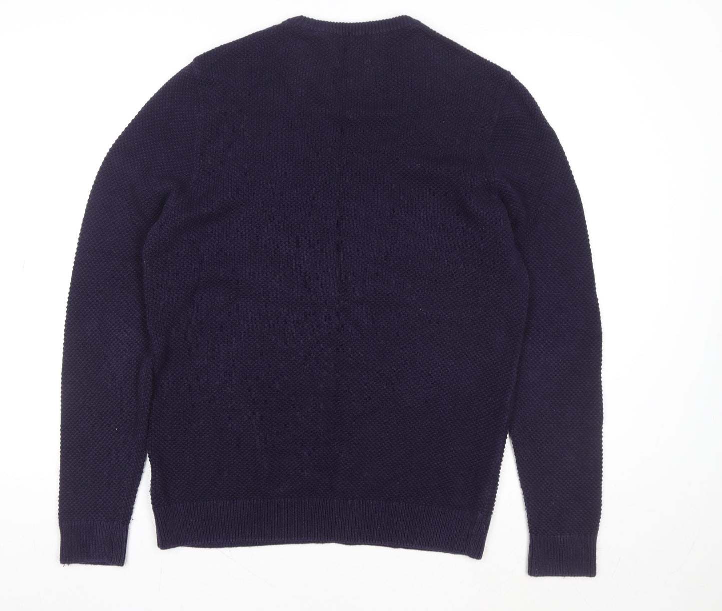 Marks and Spencer Men's Purple Cotton Knit Sweater L Pullover Crew Neck