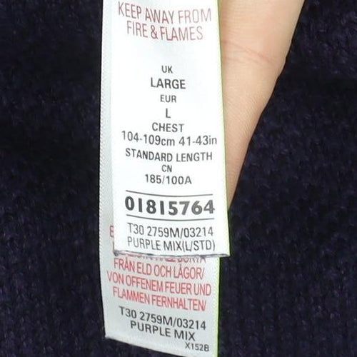 Marks and Spencer Men's Purple Cotton Knit Sweater L Pullover Crew Neck