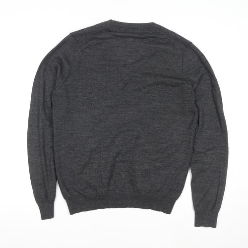 Mango Men Grey Wool Cardigan L V-Neck Classic Knit