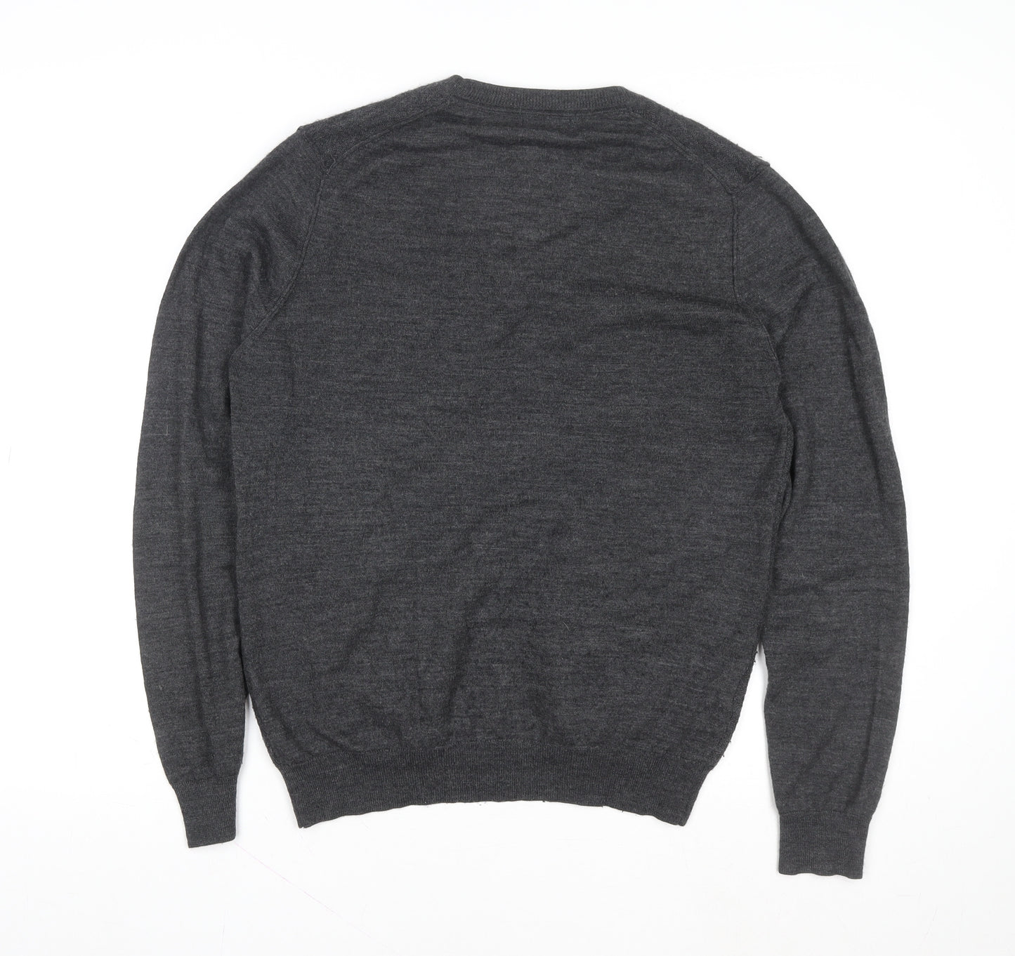 Mango Men Grey Wool Cardigan L V-Neck Classic Knit