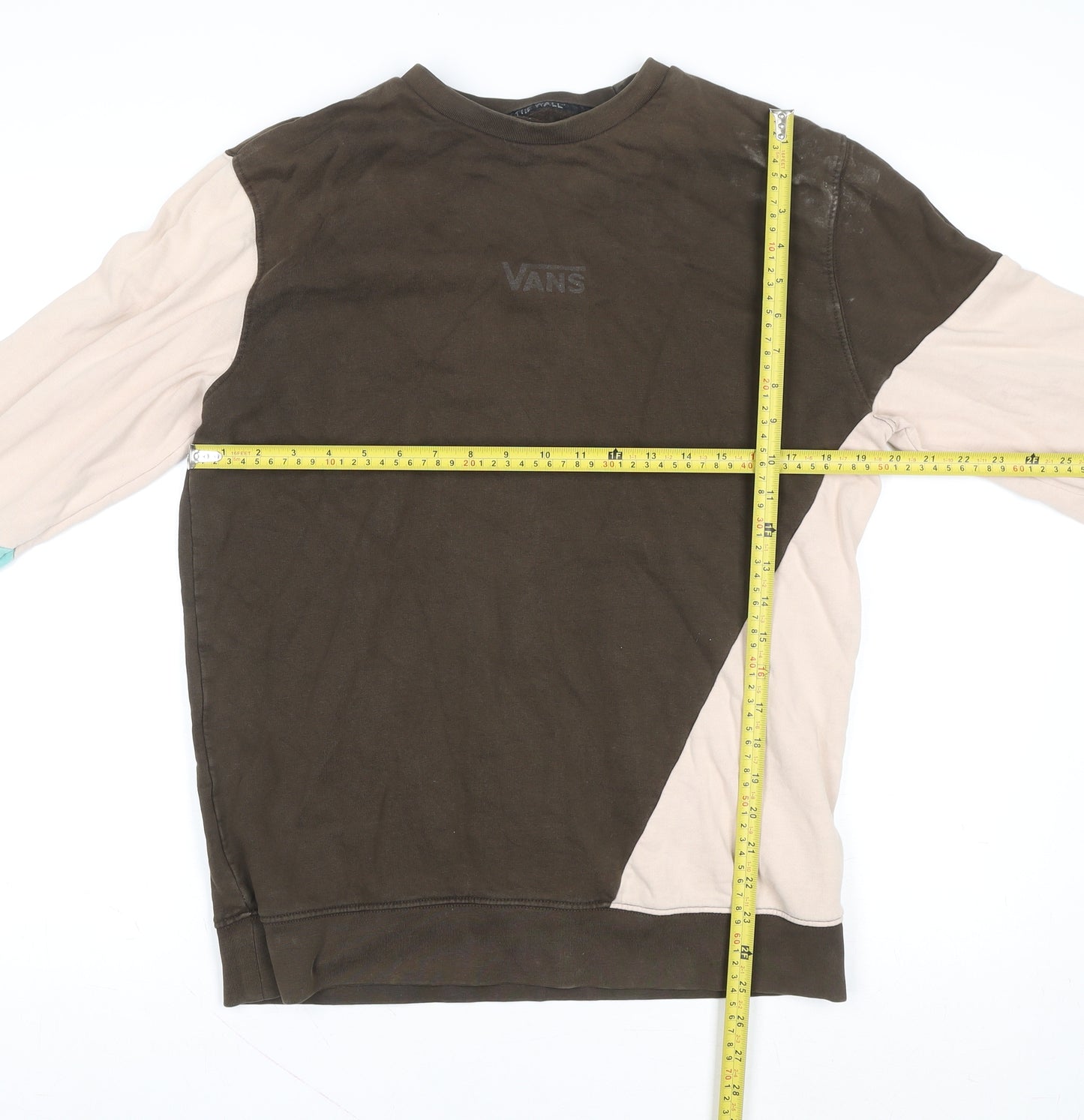 Vans Men's Brown Colour Block Crew Neck Sweatshirt Size M