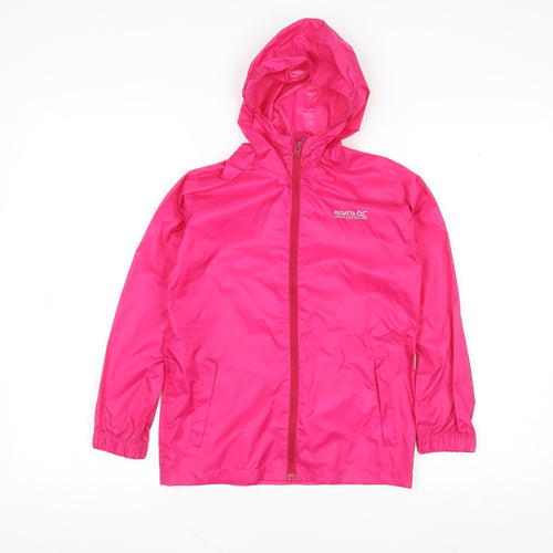Regatta Girls Pink Waterproof Hooded Rain Coat Jacket 7-8 Years