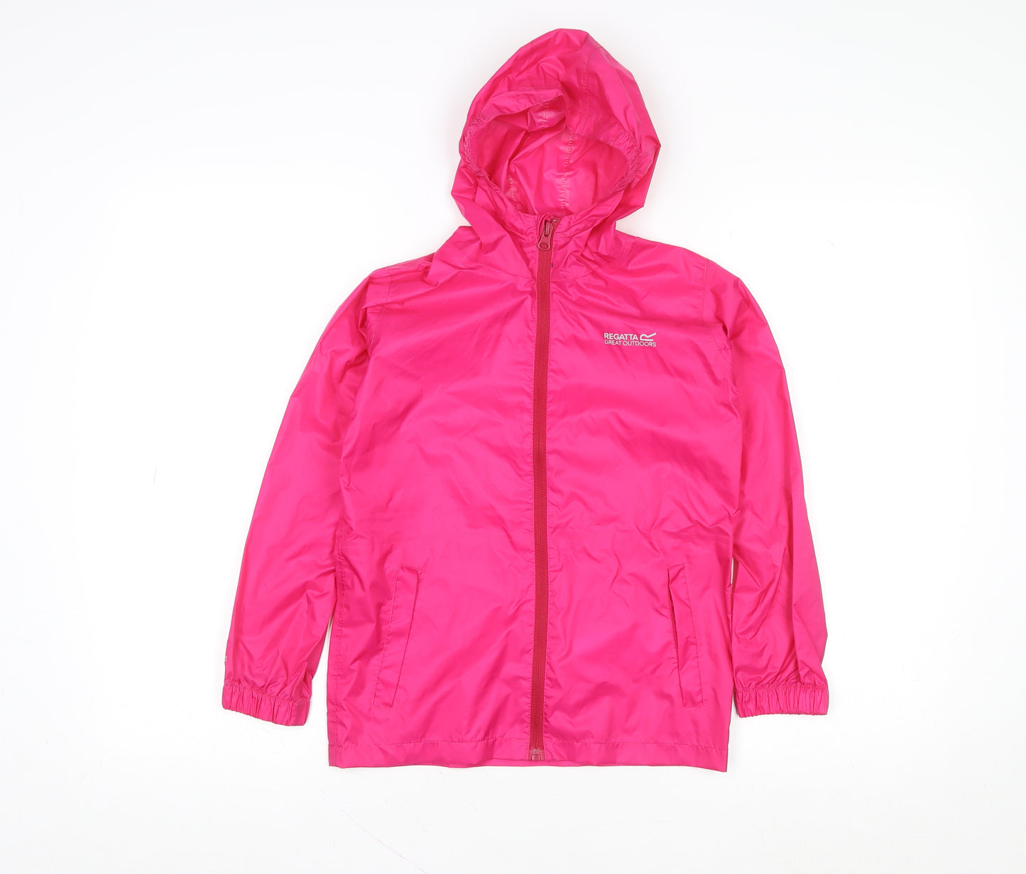 Regatta Girls Pink Waterproof Hooded Rain Coat Jacket 7-8 Years