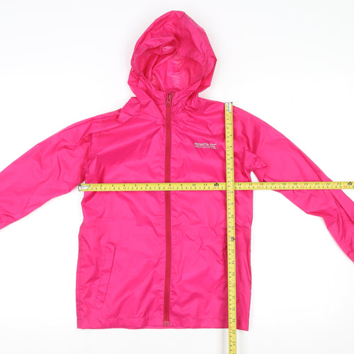 Regatta Girls Pink Waterproof Hooded Rain Coat Jacket 7-8 Years