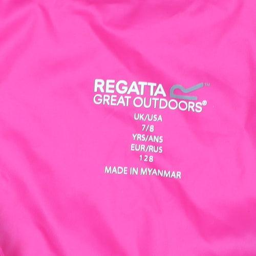 Regatta Girls Pink Waterproof Hooded Rain Coat Jacket 7-8 Years