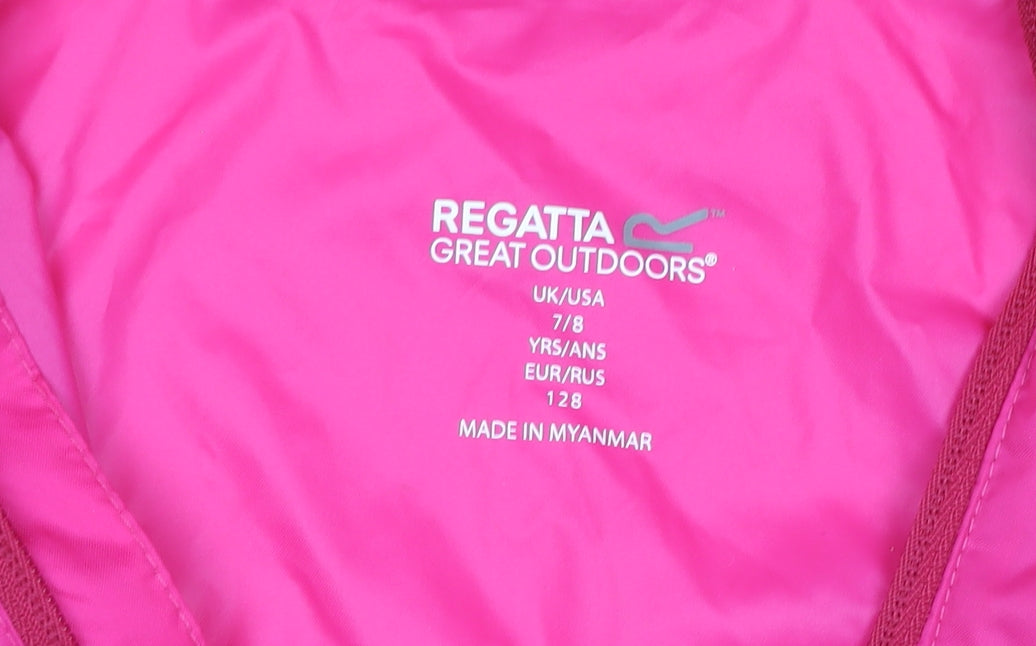 Regatta Girls Pink Waterproof Hooded Rain Coat Jacket 7-8 Years