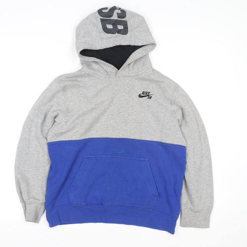 Nike SB Boys Grey Blue Pullover Hoodie Cotton Blend 12-13 Years