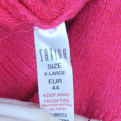 Savida Women’s Pink Roll Neck Long Sleeve Jumper Size XL