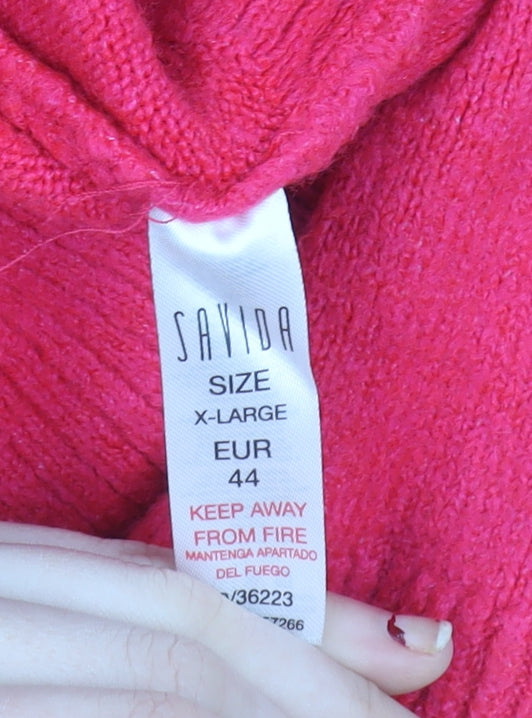 Savida Women’s Pink Roll Neck Long Sleeve Jumper Size XL