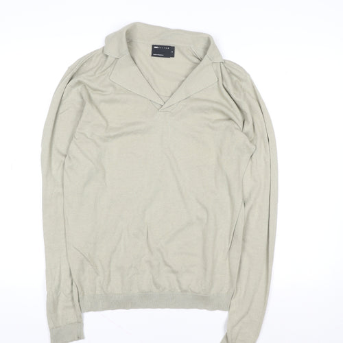 ASOS DESIGN Men's Beige Long Sleeve Cotton Polo Shirt M
