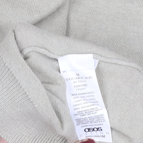 ASOS DESIGN Men's Beige Long Sleeve Cotton Polo Shirt M
