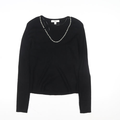 Marks and Spencer Women's Black Beaded Scoop Neck Knit Blouse Size M