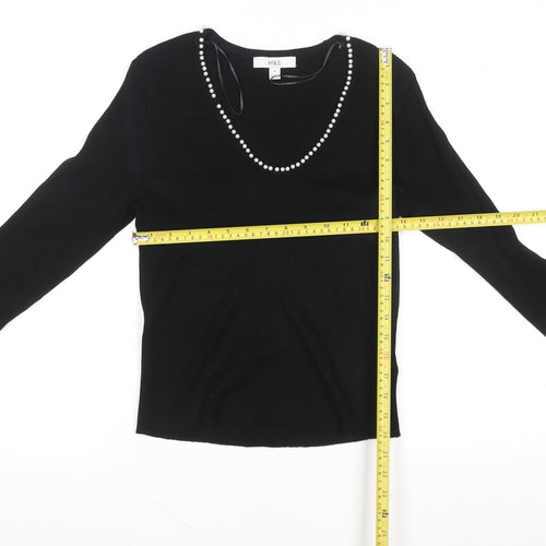 Marks and Spencer Women's Black Beaded Scoop Neck Knit Blouse Size M