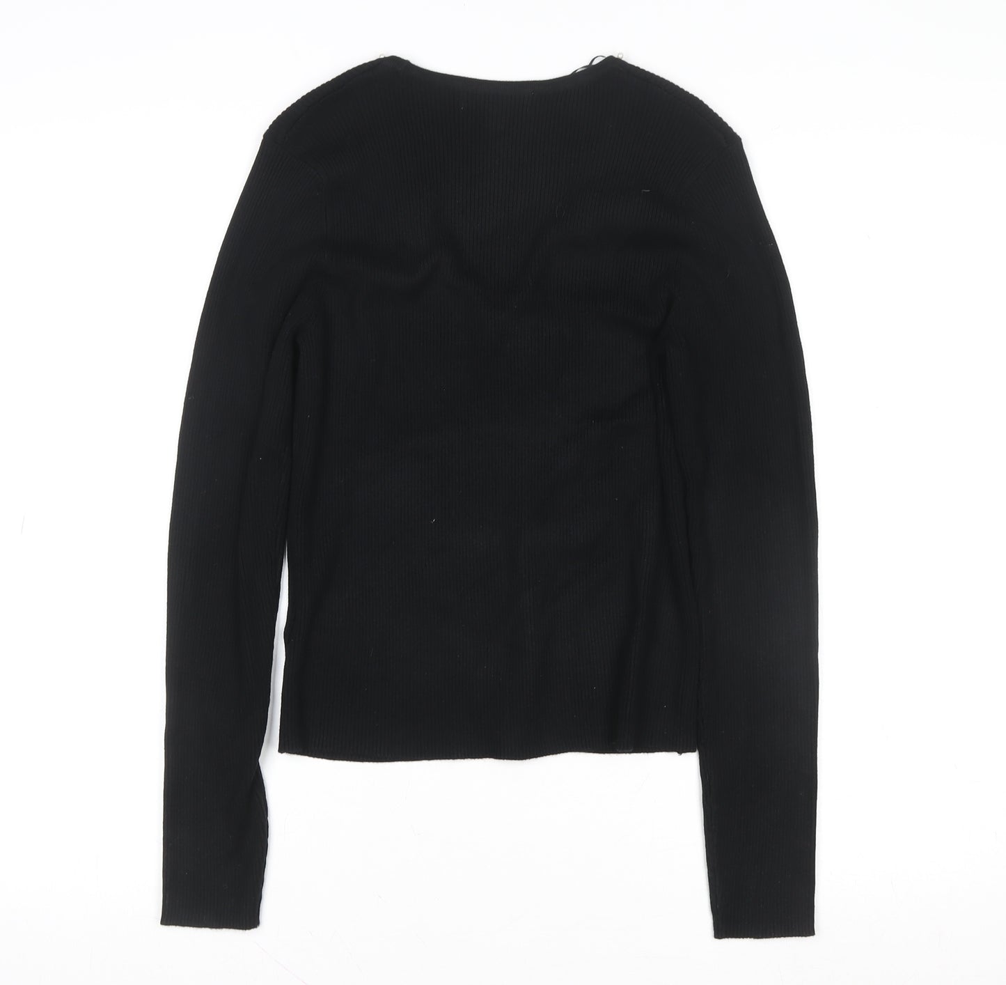 Marks and Spencer Women's Black Beaded Scoop Neck Knit Blouse Size M