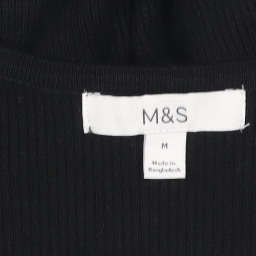Marks and Spencer Women's Black Beaded Scoop Neck Knit Blouse Size M