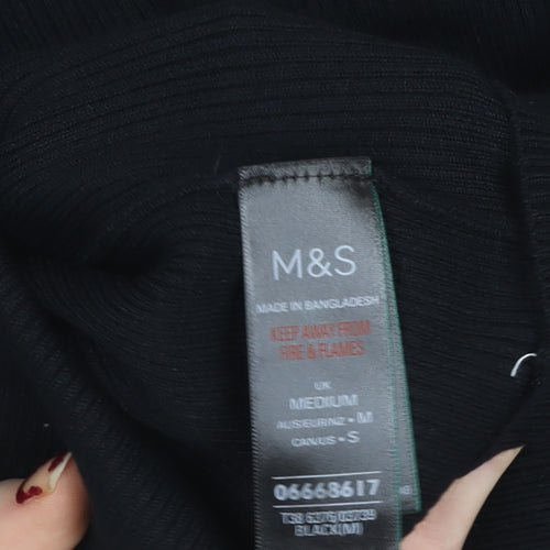 Marks and Spencer Women's Black Beaded Scoop Neck Knit Blouse Size M