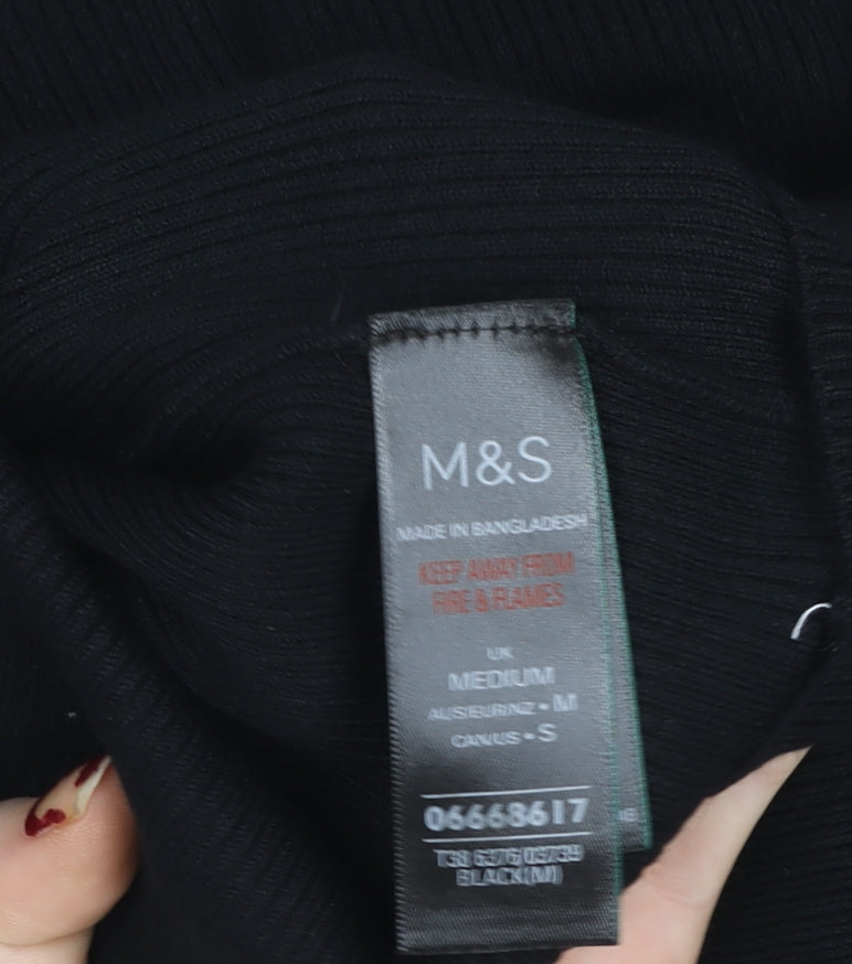 Marks and Spencer Women's Black Beaded Scoop Neck Knit Blouse Size M