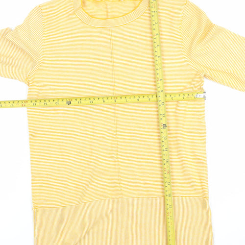 Warehouse Women Yellow Striped Mock Neck Long Sleeve Top Size 10