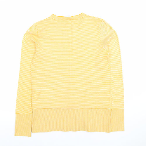 Warehouse Women Yellow Striped Mock Neck Long Sleeve Top Size 10