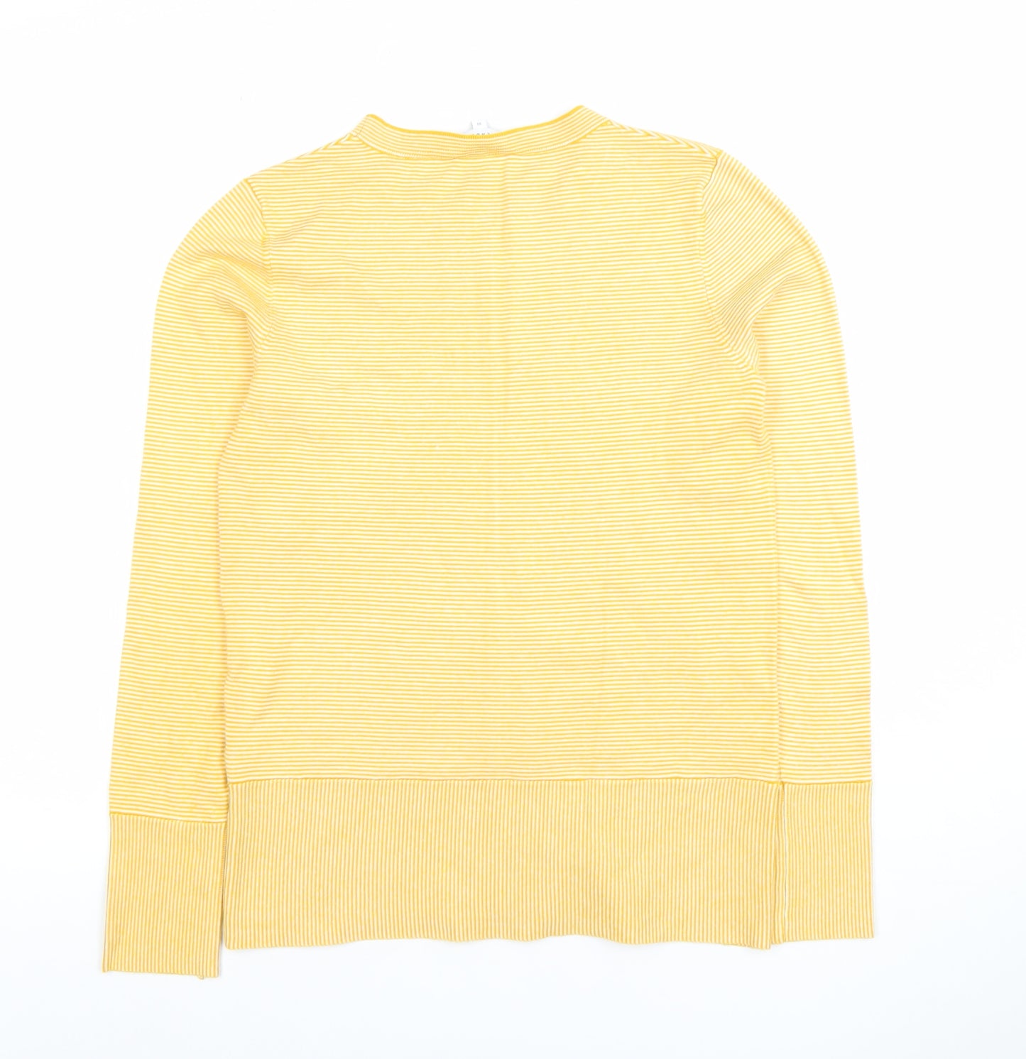Warehouse Women Yellow Striped Mock Neck Long Sleeve Top Size 10