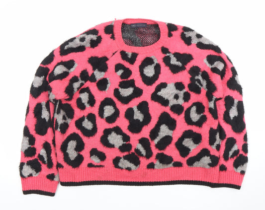 Marks and Spencer Women’s Pink Leopard Print Chunky Knit Jumper Size M