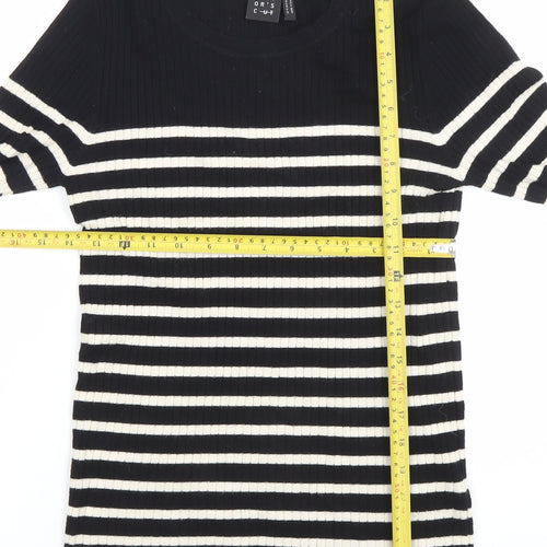 Editor's Cut Women's Black White Striped Crew Neck Jumper Size 12