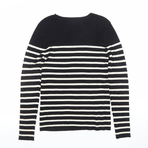 Editor's Cut Women's Black White Striped Crew Neck Jumper Size 12