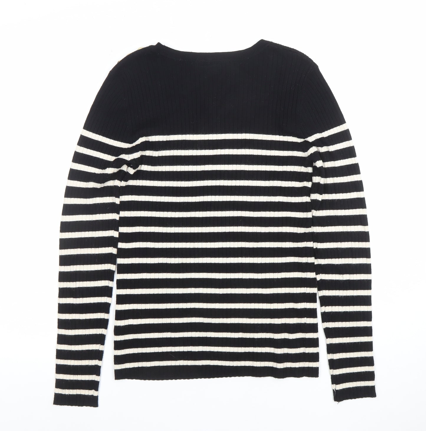 Editor's Cut Women's Black White Striped Crew Neck Jumper Size 12