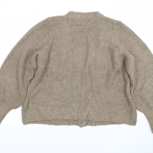 ONLY Women’s Beige Chunky-Knit V-Neck Button Cardigan Medium