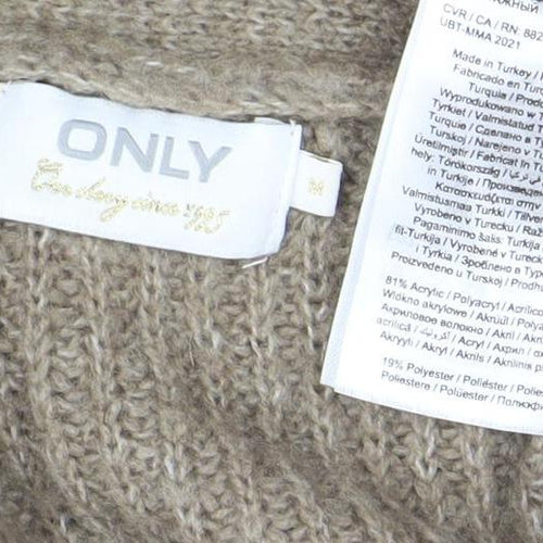 ONLY Women’s Beige Chunky-Knit V-Neck Button Cardigan Medium