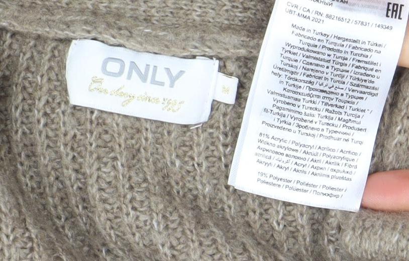ONLY Women’s Beige Chunky-Knit V-Neck Button Cardigan Medium