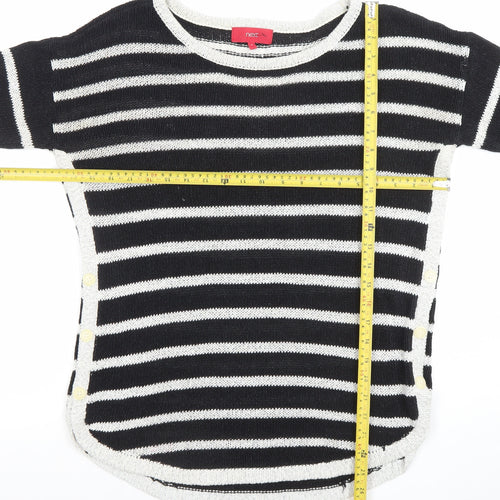 Next Women’s Black Striped Crew Neck 3/4 Sleeve Pullover Jumper Size 10