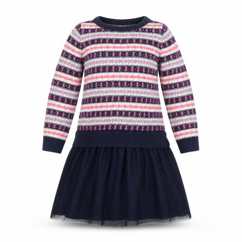 GAP Girls Multicoloured Fair Isle Jumper Dress 4 Years Knit Winter Casual