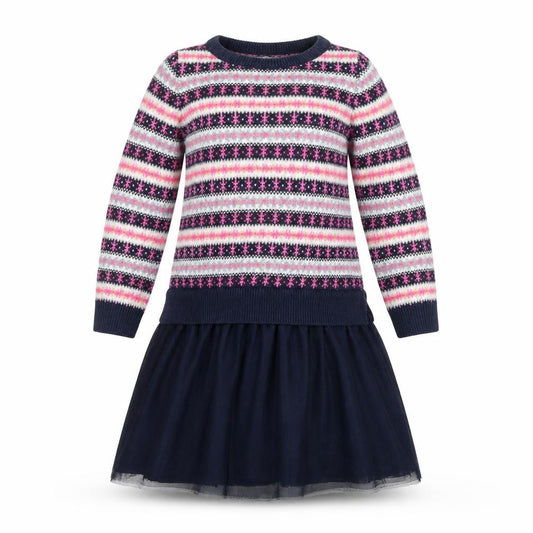 GAP Girls Multicoloured Fair Isle Jumper Dress 4 Years Knit Winter Casual