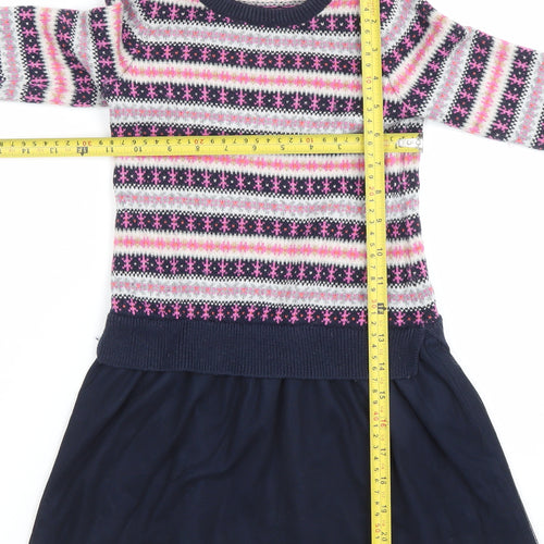 GAP Girls Multicoloured Fair Isle Jumper Dress 4 Years Knit Winter Casual