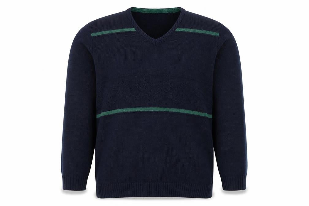 Minister Men's Blue V-Neck Acrylic Knit Jumper Size L