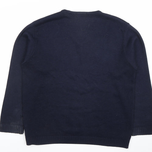 Minister Men's Blue V-Neck Acrylic Knit Jumper Size L
