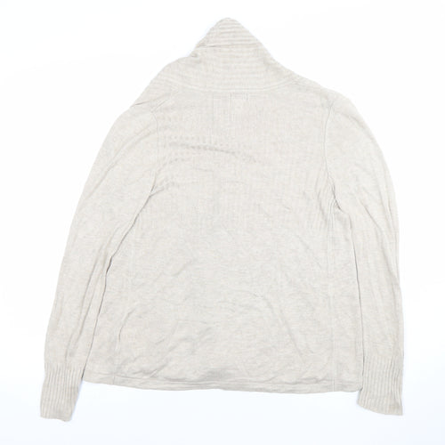 H&M Women Beige Viscose Cardigan Jumper Size 8 Long Sleeve Lightweight