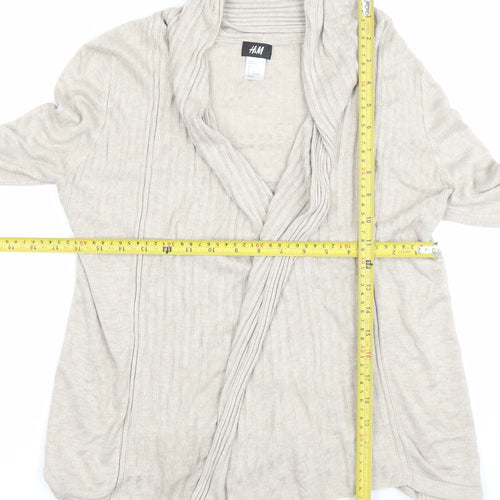 H&M Women Beige Viscose Cardigan Jumper Size 8 Long Sleeve Lightweight