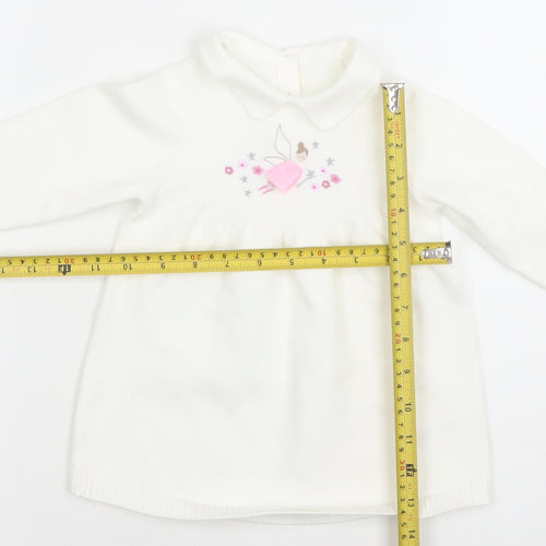 Little Nutmeg Girls White Collared Knit Fairy Dress 9-12 Months