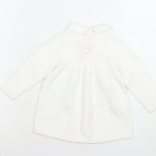 Little Nutmeg Girls White Collared Knit Fairy Dress 9-12 Months