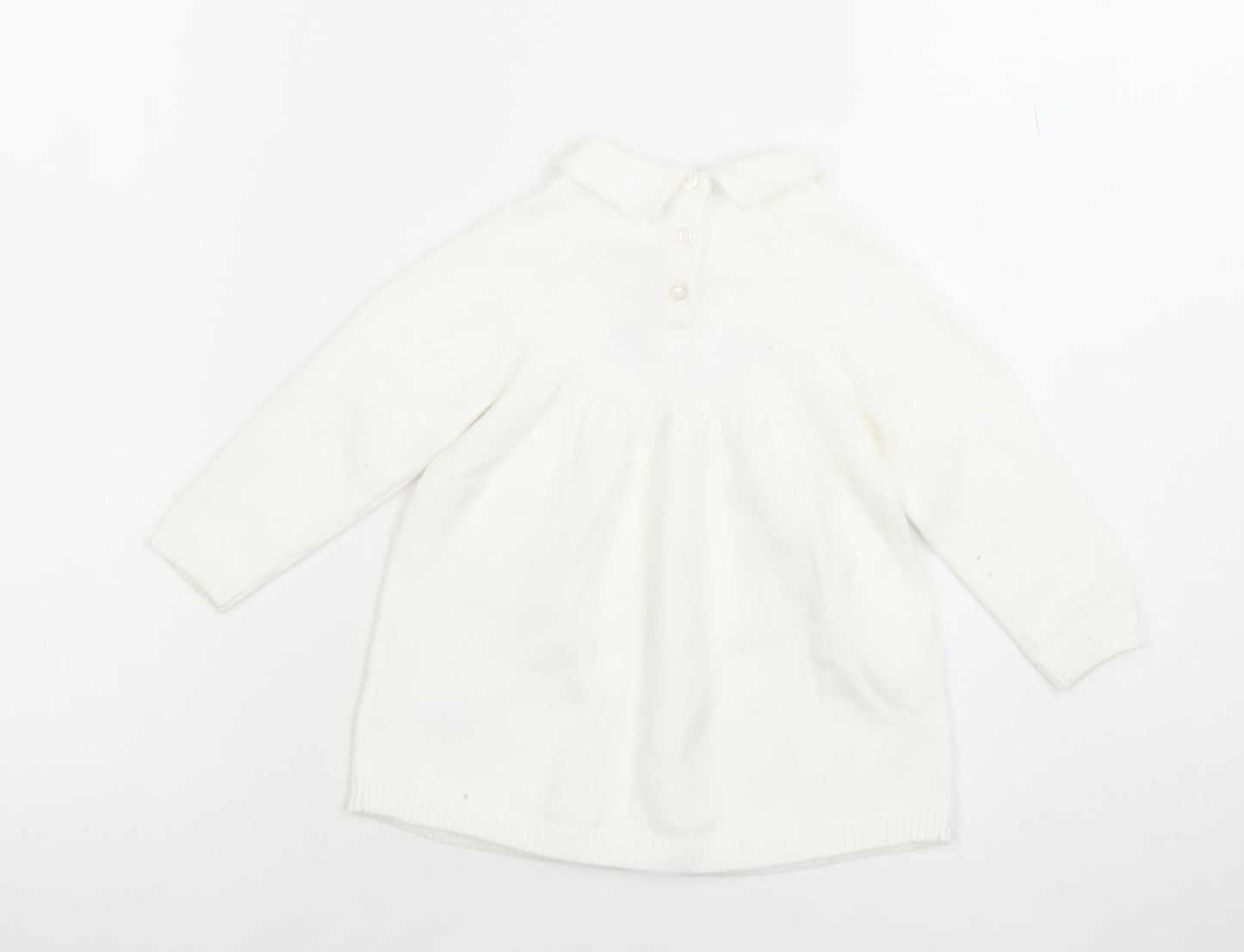 Little Nutmeg Girls White Collared Knit Fairy Dress 9-12 Months