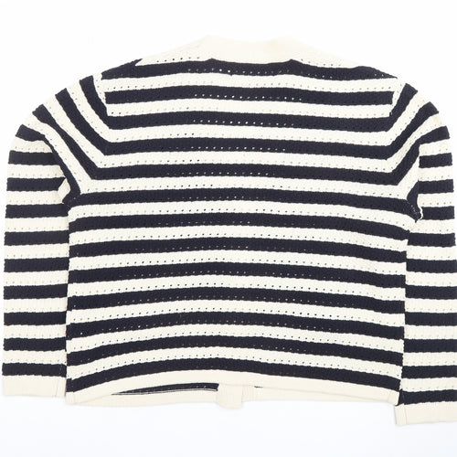 Primark Women’s Black & White Striped V-Neck Knit Cardigan L