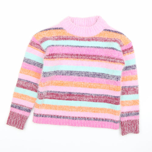Next Girls Multicoloured Striped Knit Pullover Jumper Size 7 Years