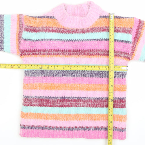 Next Girls Multicoloured Striped Knit Pullover Jumper Size 7 Years