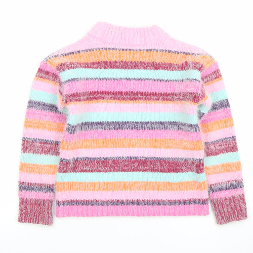 Next Girls Multicoloured Striped Knit Pullover Jumper Size 7 Years