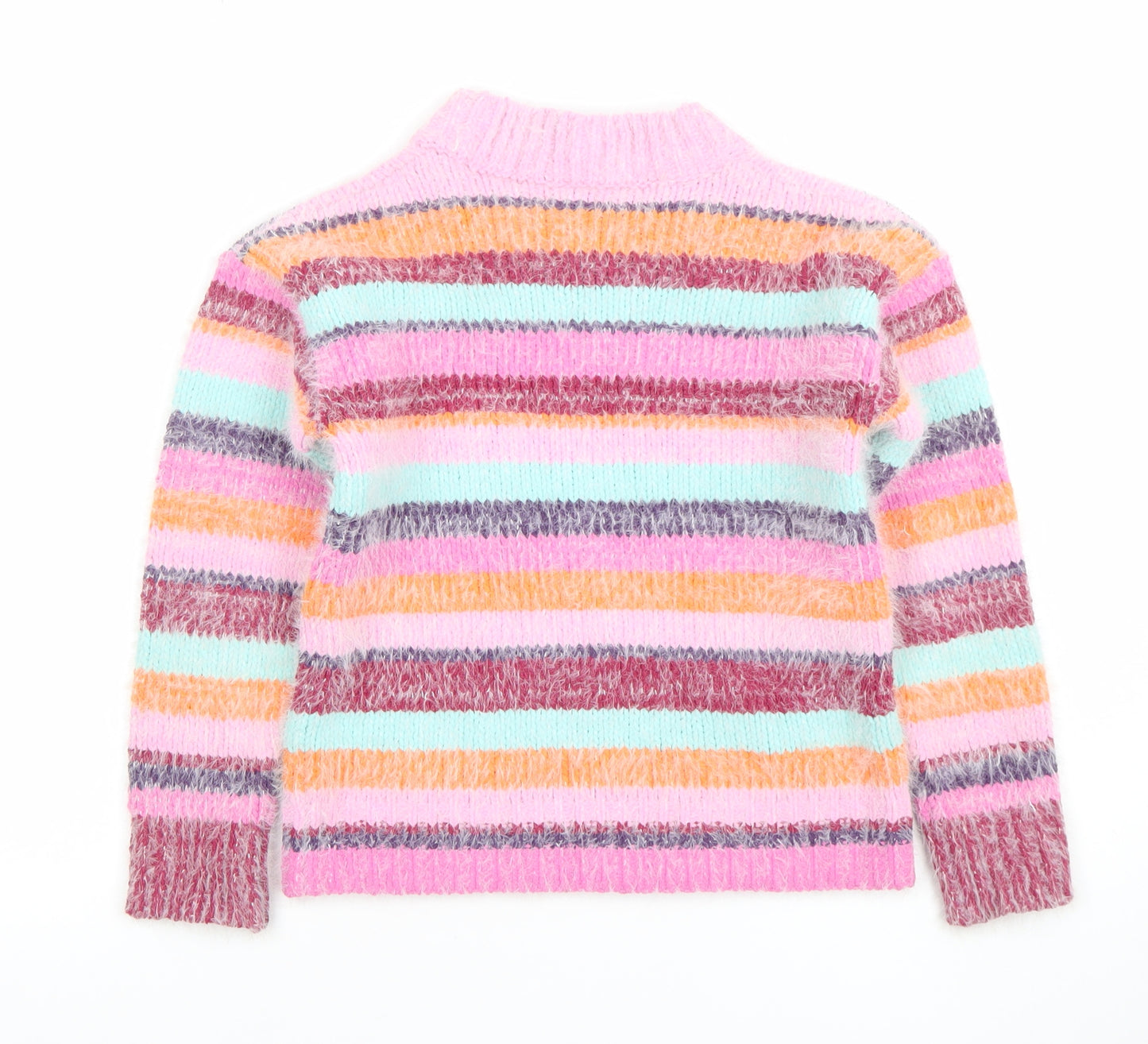 Next Girls Multicoloured Striped Knit Pullover Jumper Size 7 Years