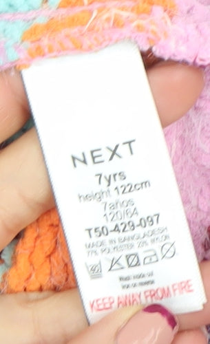 Next Girls Multicoloured Striped Knit Pullover Jumper Size 7 Years