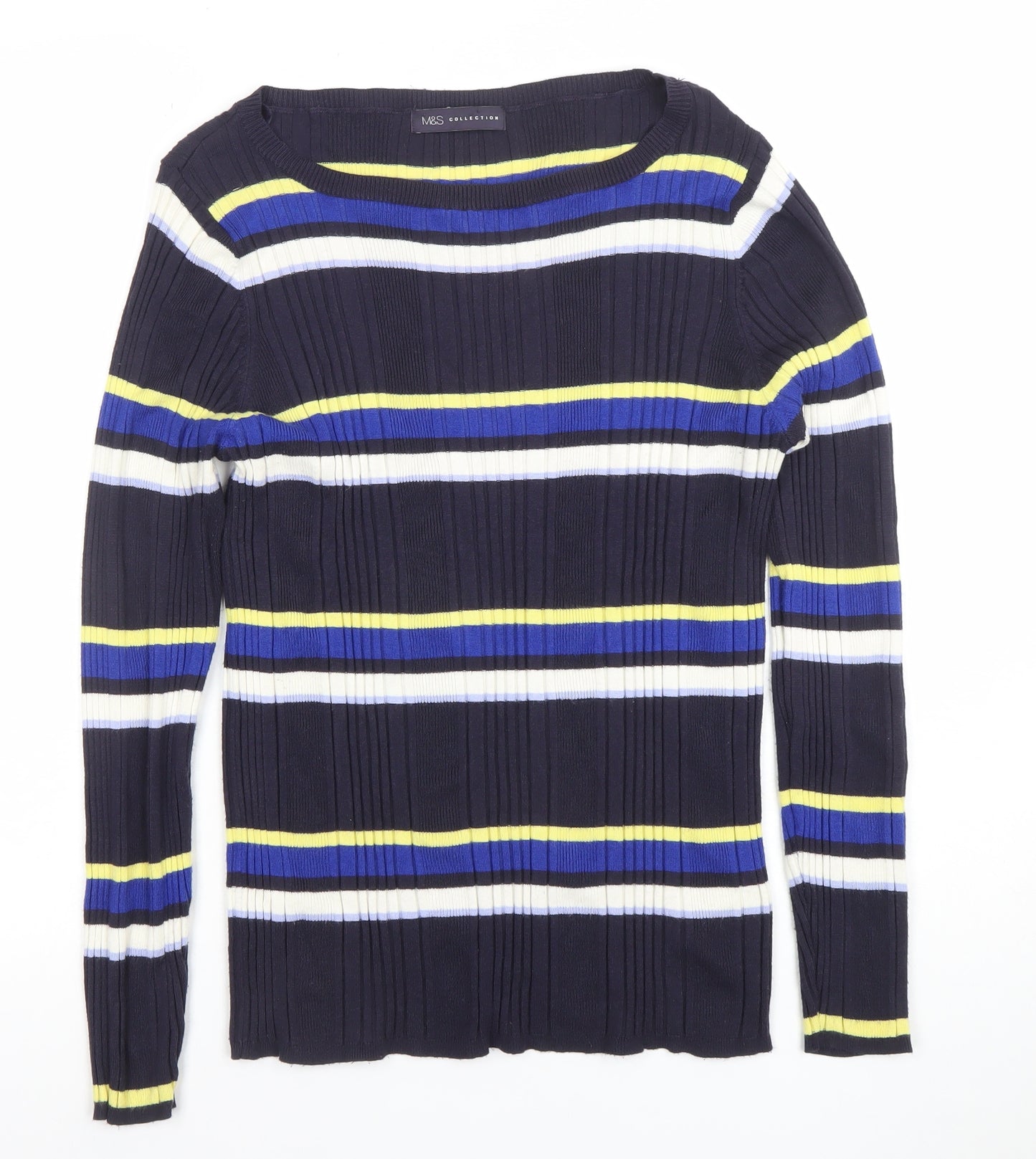 Marks and Spencer Women’s Multicoloured Striped Long Sleeve Pullover Jumper Size 16