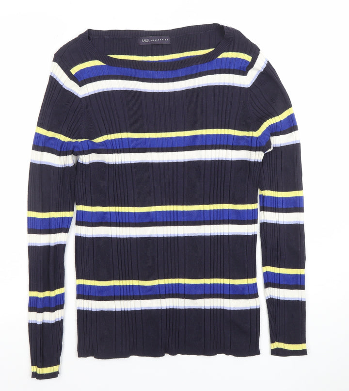 Marks and Spencer Women’s Multicoloured Striped Long Sleeve Pullover Jumper Size 16